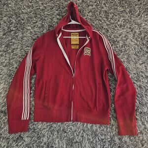 Abercrombie & Fitch Hoodie Mens XL Red Full Zip Track Jacket Stripes Athletic
